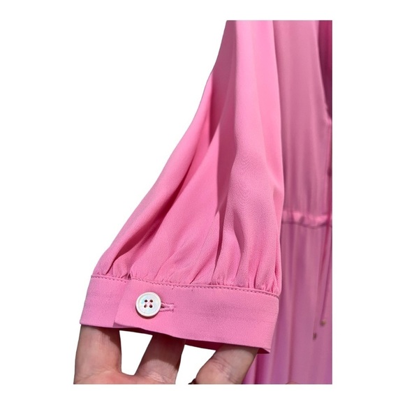 Marella MaxMara Italian Silk Blend Petal Pink Tiered Ruffle MIDI Robe Dress 10 - Picture 14 of 16